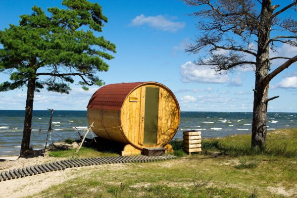 Sauna and Cold Plunge. picture of a sauna near the sea